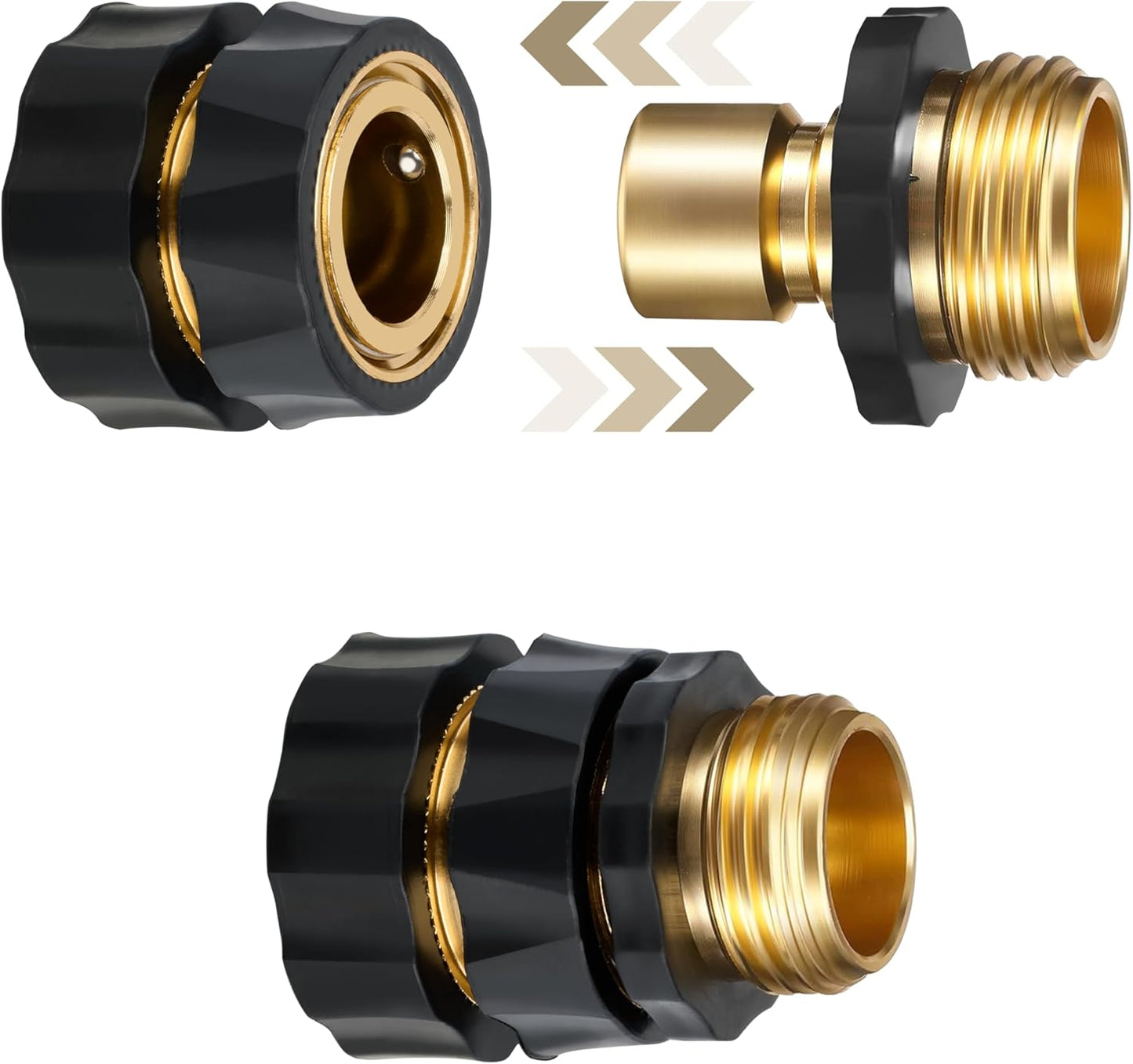 3/4" Garden Hose Connector, 3 set Garden Hose Quick Connect Fittings