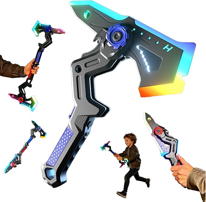 Dual Axe Blade Interstellar Spark Battle Blade - Dual Mode LED Light Blades, USB Rechargeable Cosplay Toy