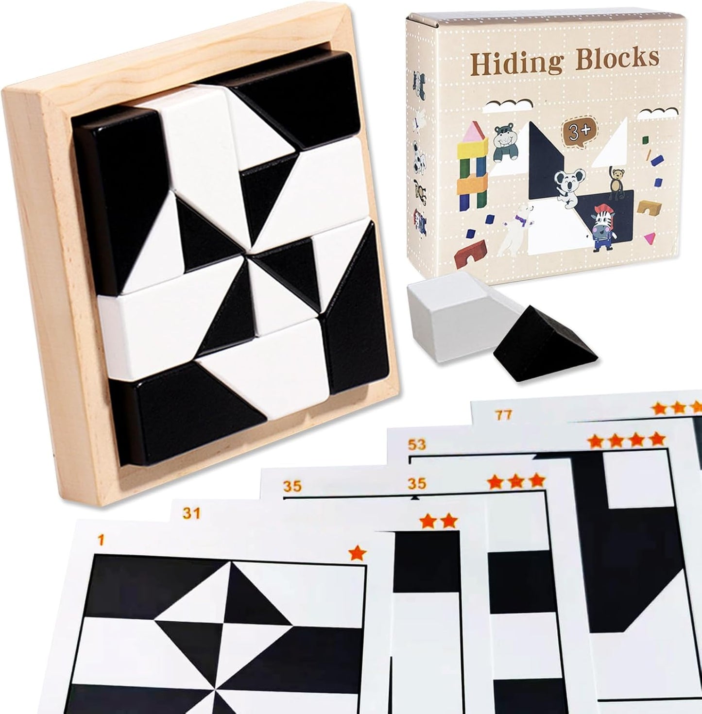 Wooden Blocks Puzzle Table Games - Brain Teaser With 80 Challenges