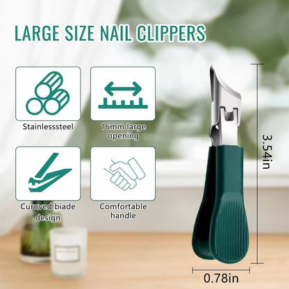 Eagle Beak Angled Nail Clippers 3-Piece Set, Anti-Splash Wide Jaw Toenail Clippers
