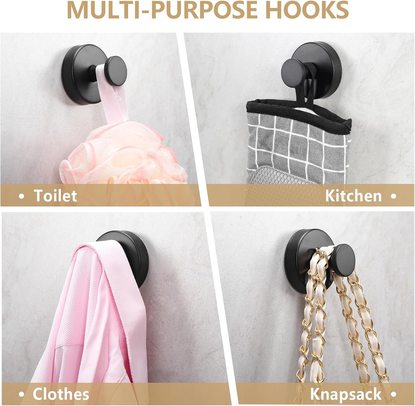 2 Pcs Removable Suction Cup Hooks for Bathroom Window Glass Door Wall