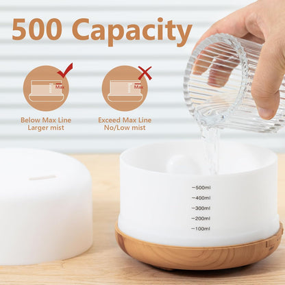Essential Oil Diffusers with 2 Mist Mode 4 Timers＆7 Ambient Light