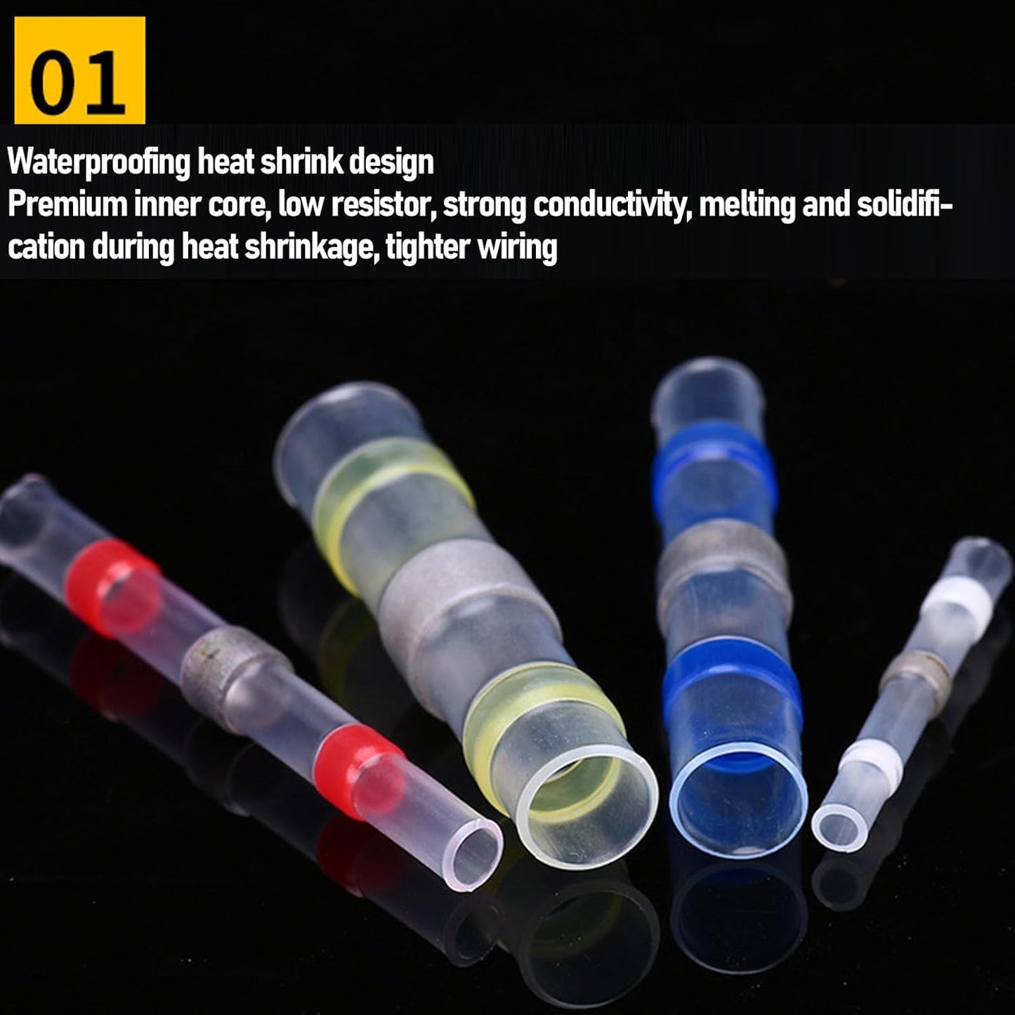 300PCS Heat Shrinkable Wire Connectors Waterproof Sleeve Seal Terminal Kit