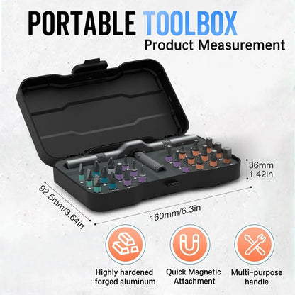 24 in 1 Magnetic Screwdriver Set with T-Ratchet Handle & S2 Steel Bits for Precision Repair