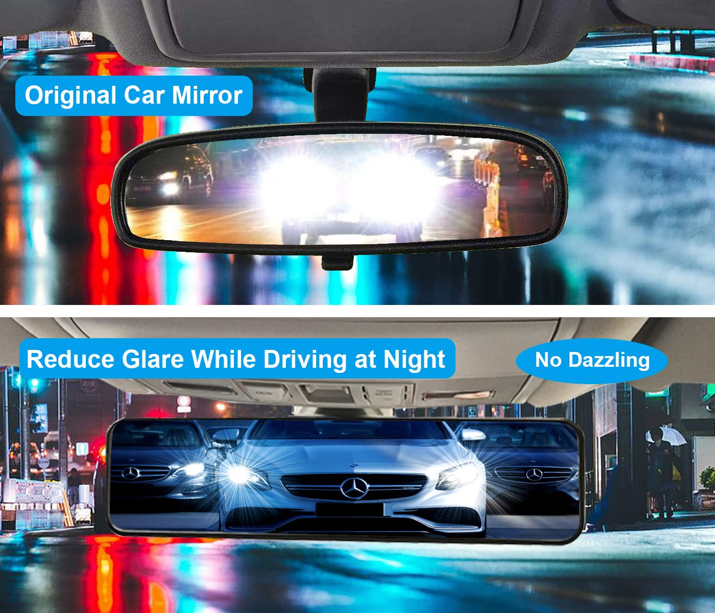 Anti Glare Car Rearview Mirror, Universal Clip On Interior Mirror