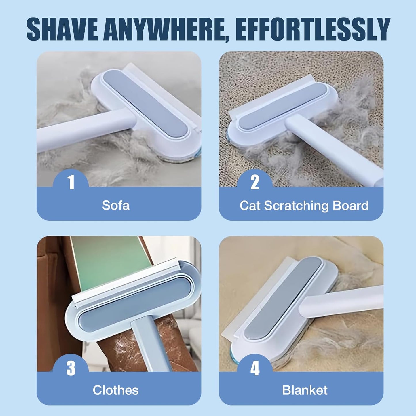 2Pcs Pet Hair Remover 4 in 1- Reusable Long Handle Dog Hair Remover Brush