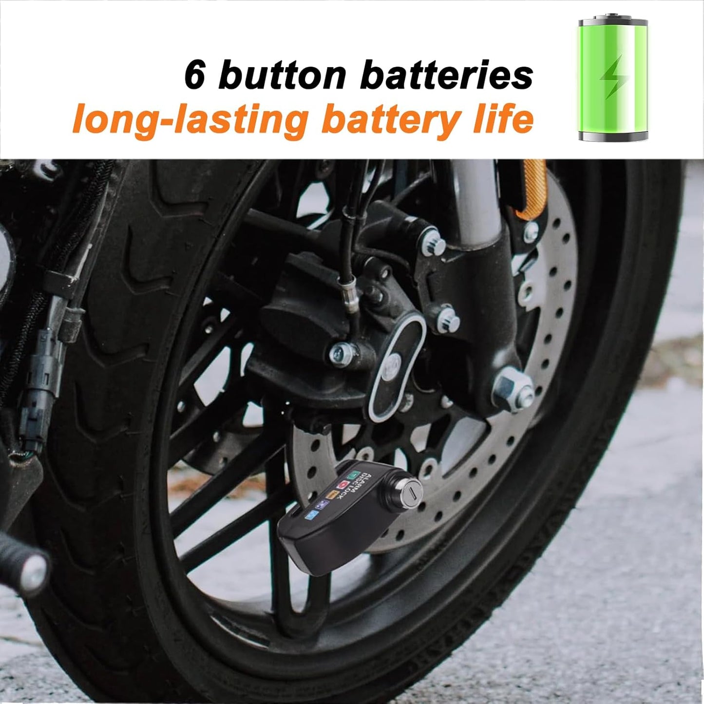 Motorcycle Alarm Disc Brake Lock -Theft Security Lock for Road and Mountain Easy Installation Tamper Resistance for Against Theft