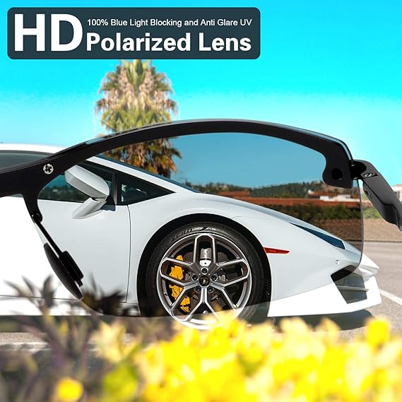 Photochromic Polarized Driving Sunglasses for Men - Day to Night Transition Safety Glasses