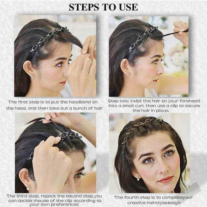 2Pcs Hairpin Headband with Clips, 5.2in * 4.5 in Hair Accessories