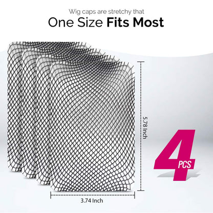 4PCS Black Mesh Wig Cap Net, Open End Hair Mesh Net Wig Caps, Liner Weaving Caps