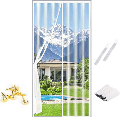 Magnetic Fly Screen Door with Stay Open Buckles