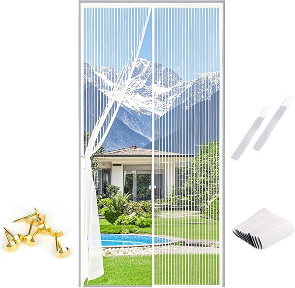 Magnetic Fly Screen Door with Stay Open Buckles