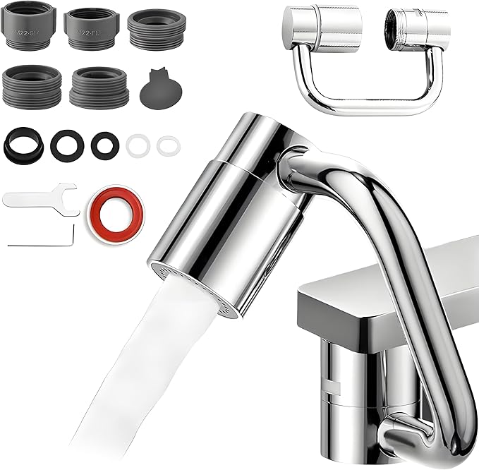 Robotic Arm in Brass Swivel Faucet Extender, Sink Water Faucet Extension Filter