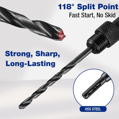 3pcs Upgraded Self-Centering Hinge Drill Bit Set with Hex Key