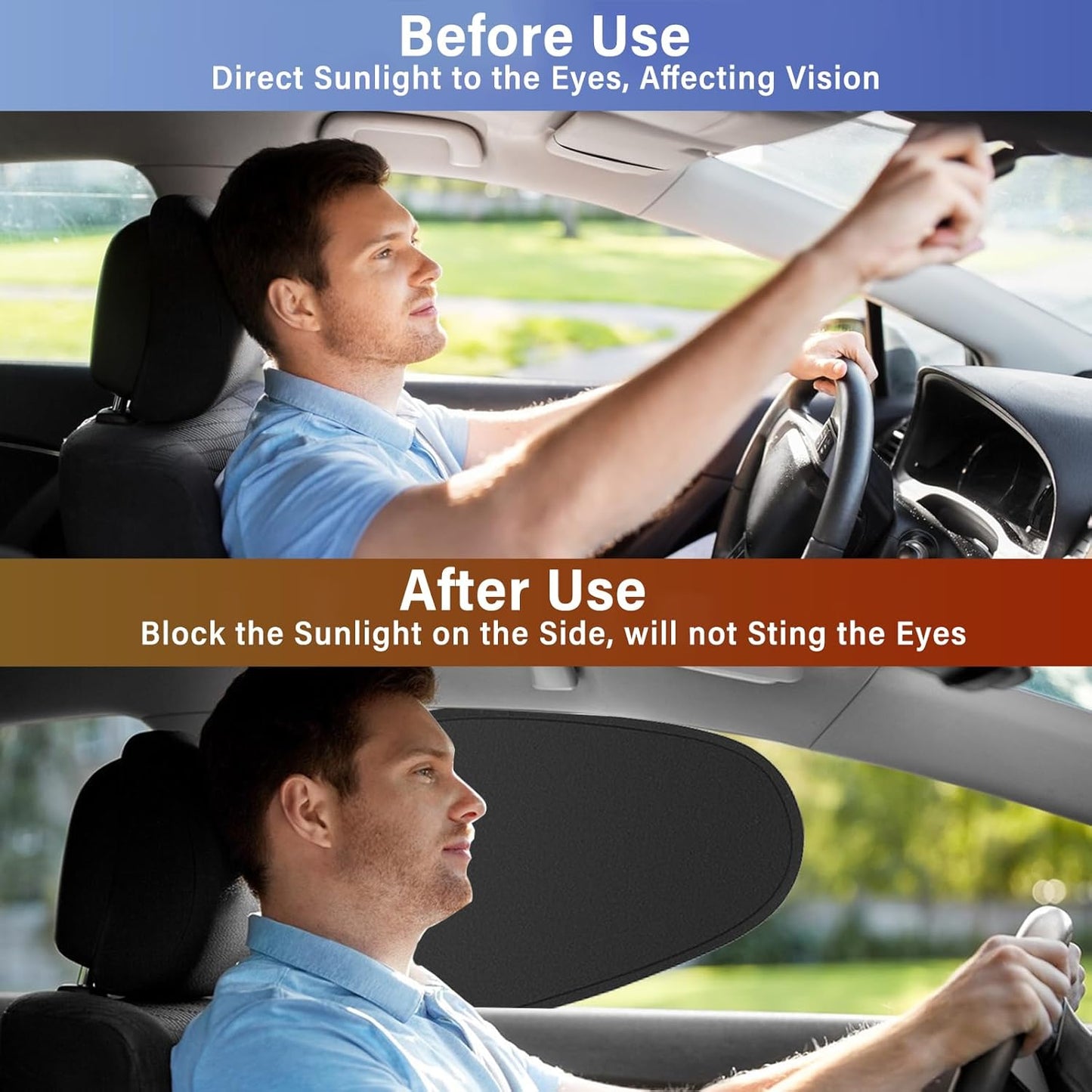 Car Shades for Side Window, Static Film Adsorption Driver Window Sun Shade,100% Blackout