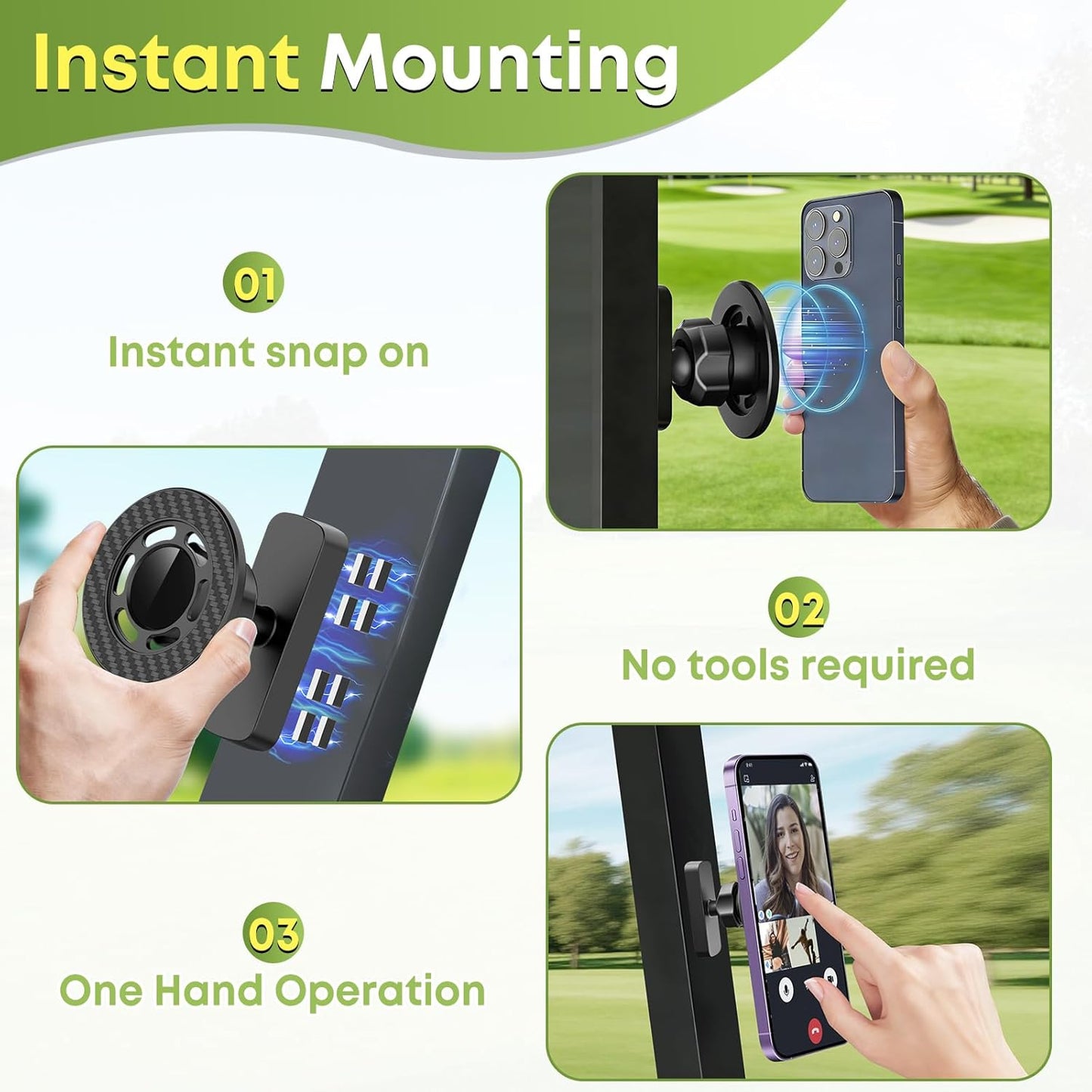 Magnetic Golf Cart Phone Holder for MagSafe iPhone 12–17 & Smartphones