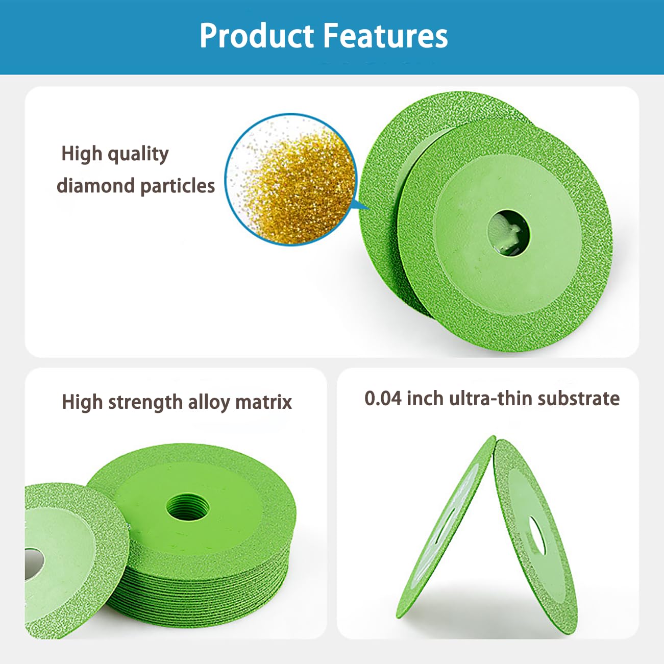 3pcs 100MM Diamond Ultra-Thin Green Brazing Blade For Cutting Ceramic Jade Glass Tile Wine Bottle Grinding