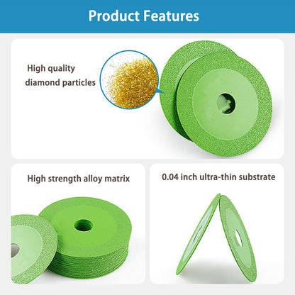 3pcs 100MM Diamond Ultra-Thin Green Brazing Blade For Cutting Ceramic Jade Glass Tile Wine Bottle Grinding