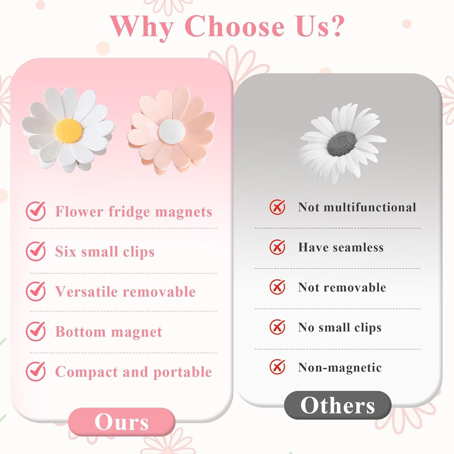 2Pcs Flower Butterfly Bag Clips for Airtight Seal Fridge Decor, 3D Plastic Flower Snack Sealing Clip