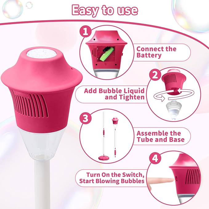 Bubble Machine for Kids, Automatic Standing Bubble Maker with Light/Music