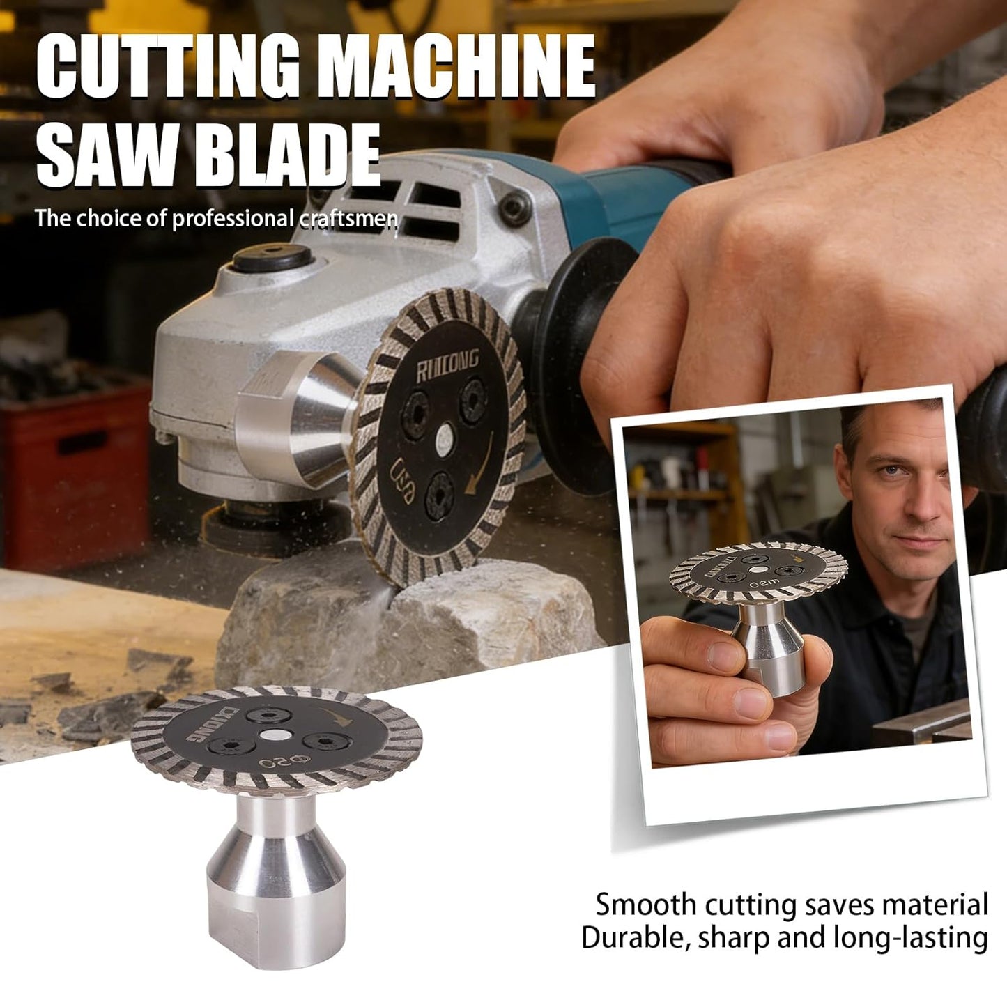 Precision Diamond Carving Wheel and Diamond Saw Blades, Compact 50mm Size with M14 Flange
