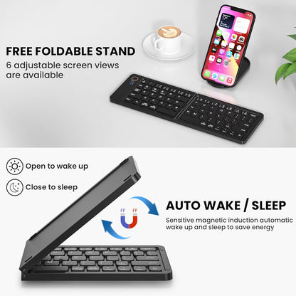 Portable Wireless Mini Foldable Bluetooth Keyboard , Ultra-Slim Aluminum Travel Folding Keyboards
