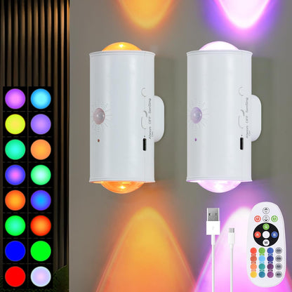 LED Wireless Wall Sconce with Remote, 16 Colors Changing, Motion Sensor