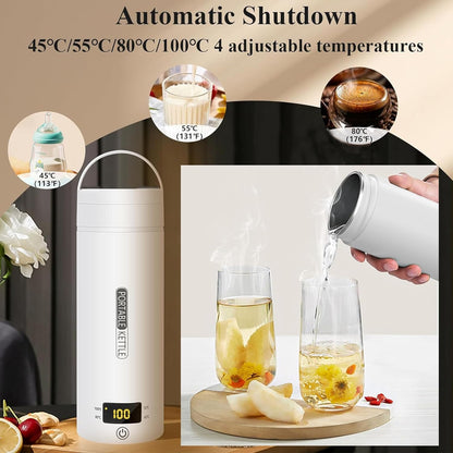 Portable Kettle for Trave with 4 Variable Presets 450ML- 304 Stainless Steel