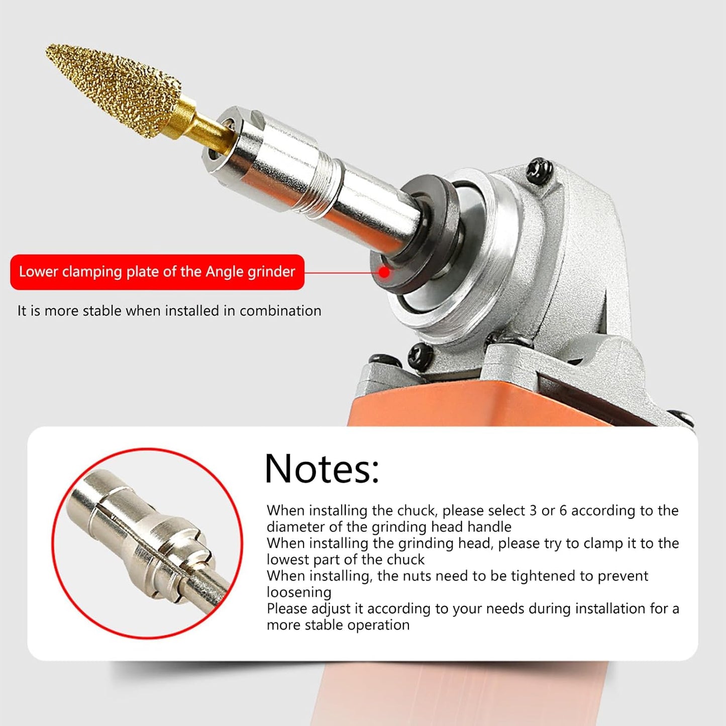 Angle Grinder to Die Grinder Conversion Kit with 1/4", 1/8" Collets for Carving, Polishing, Cutting