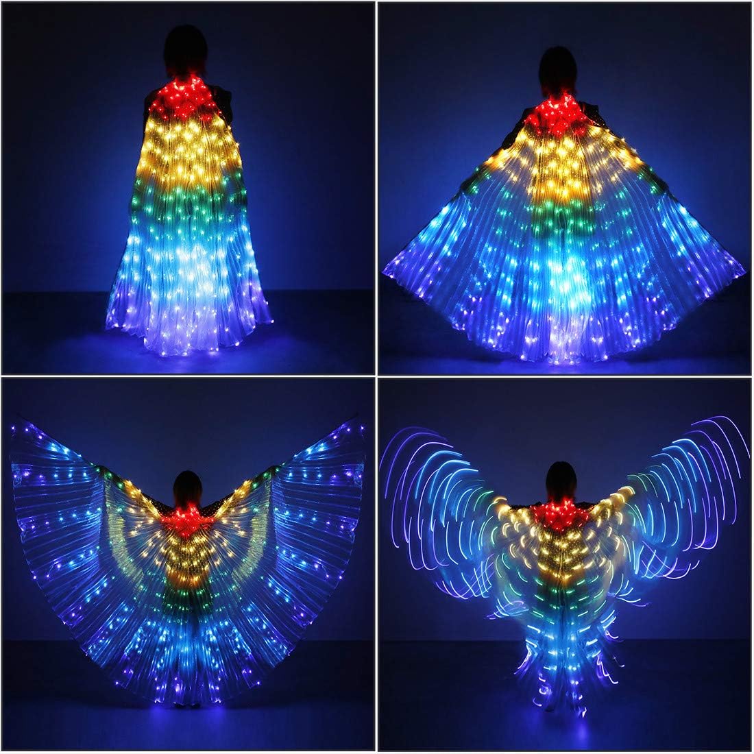 LED Angel Wings Light up Fairy Wings with Telescopic Sticks