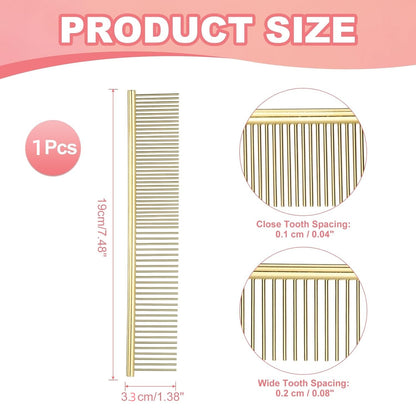 Pet Combs Stainless Steel Teeth with Rounded Ends for Knots Mats Loose Hair Removal