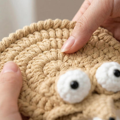 Funny Hand-Crocheted 3D Squirrel Coaster for Coffee & Animal Lovers
