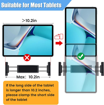 360° Adjustable iPad Car Tablet Holder - Back Seat for Kids & Adults, Compatible with 4.7-12.9in Devices