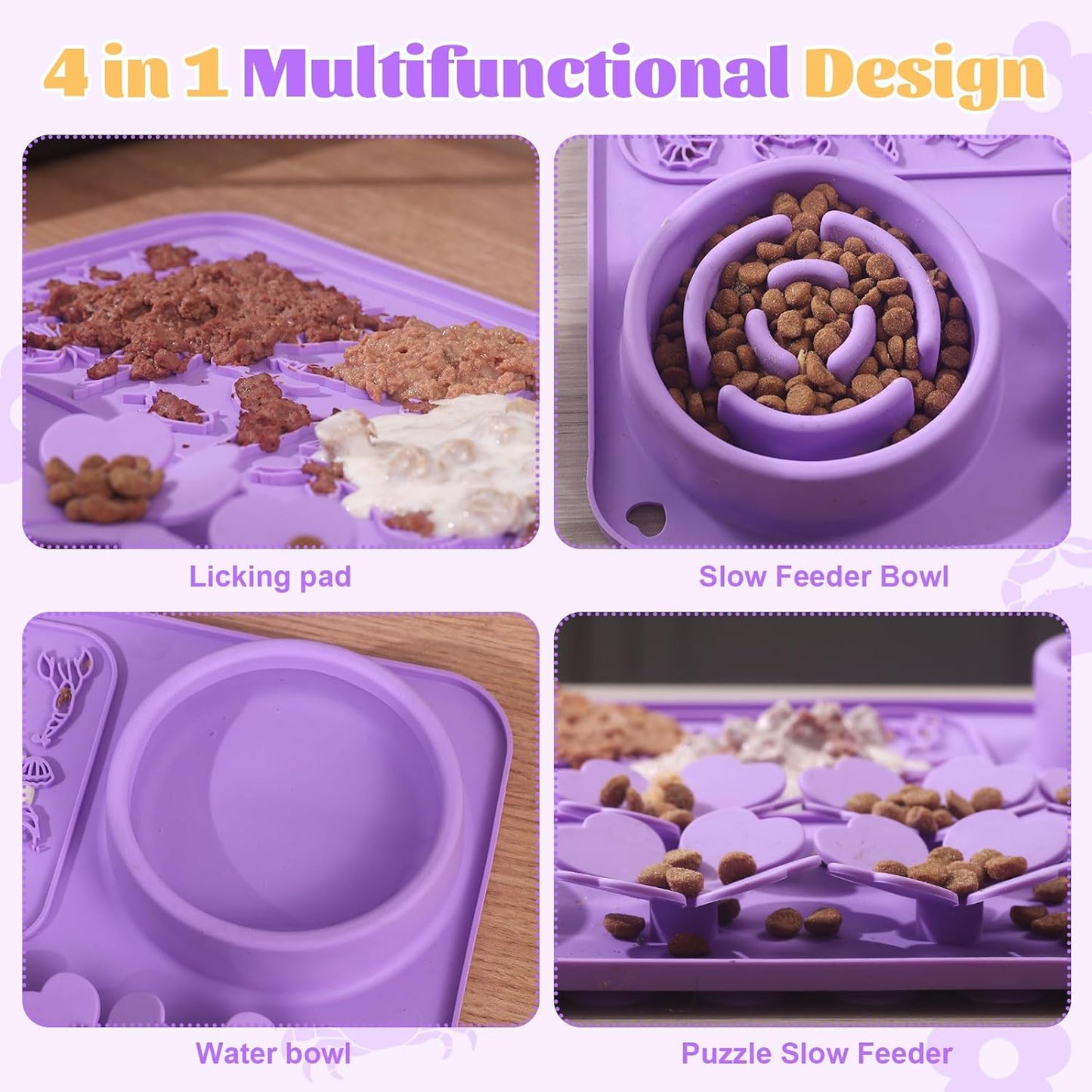 Slow Feeder Bowl Silicone Lick Mat for Dogs & Cats