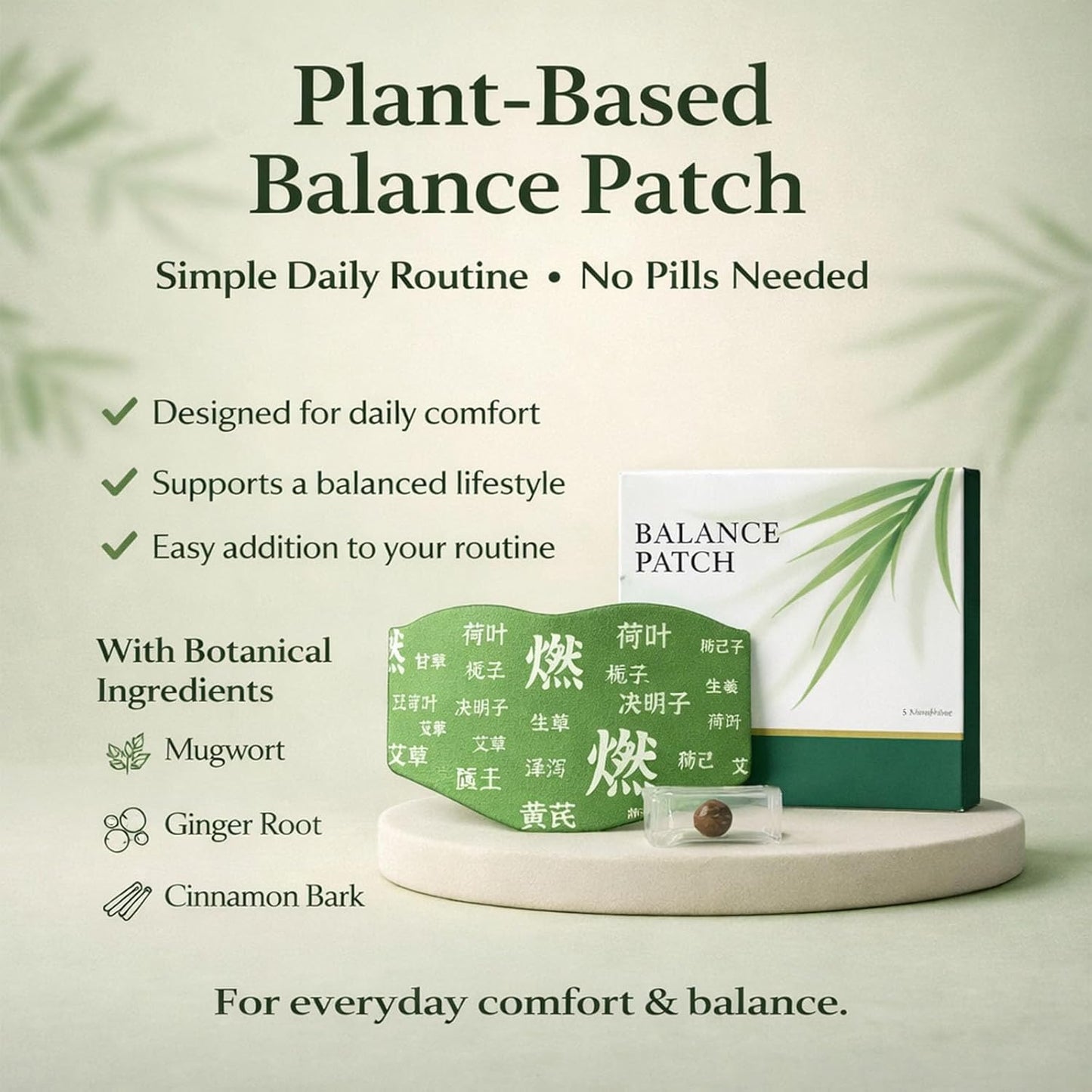 Japanese Herbal Balance Patch -  Plant-Based Ingredients, Comfortable Adhesive Design