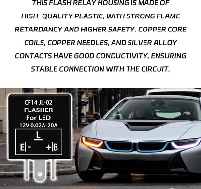 2Pcs 3 Pin CF14 JL-02 Electronic Car Flasher Relay to Fix LED Light Turn Signal Hyper Flash Blinking Light 12V DC