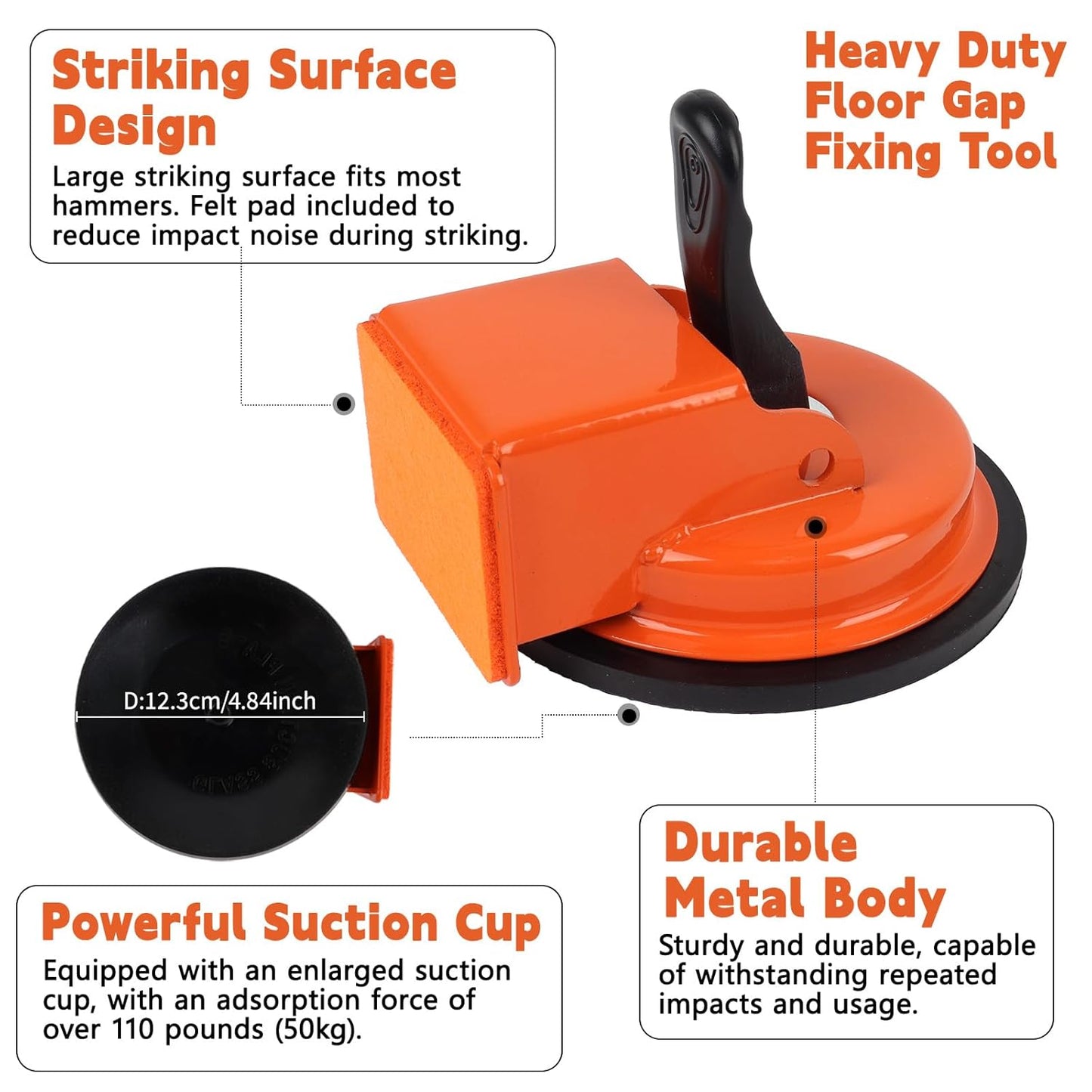 Heavy Duty Flooring Gap Repair Tool – Suction Cup Plank Grabber for Wood, Laminate, Tile