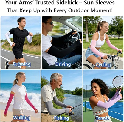 2 Pairs Unisex UV Cooling Arm Sleeves for Sports, Cycling, Golf, Running