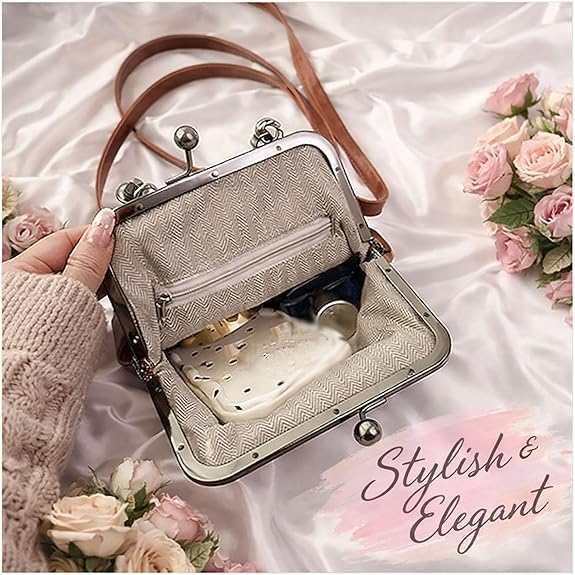 2026 Retro Style Crossbody Bag, Vintage Small Kisslock Frame Bag