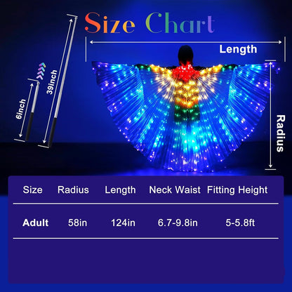 LED Angel Wings Light up Fairy Wings with Telescopic Sticks