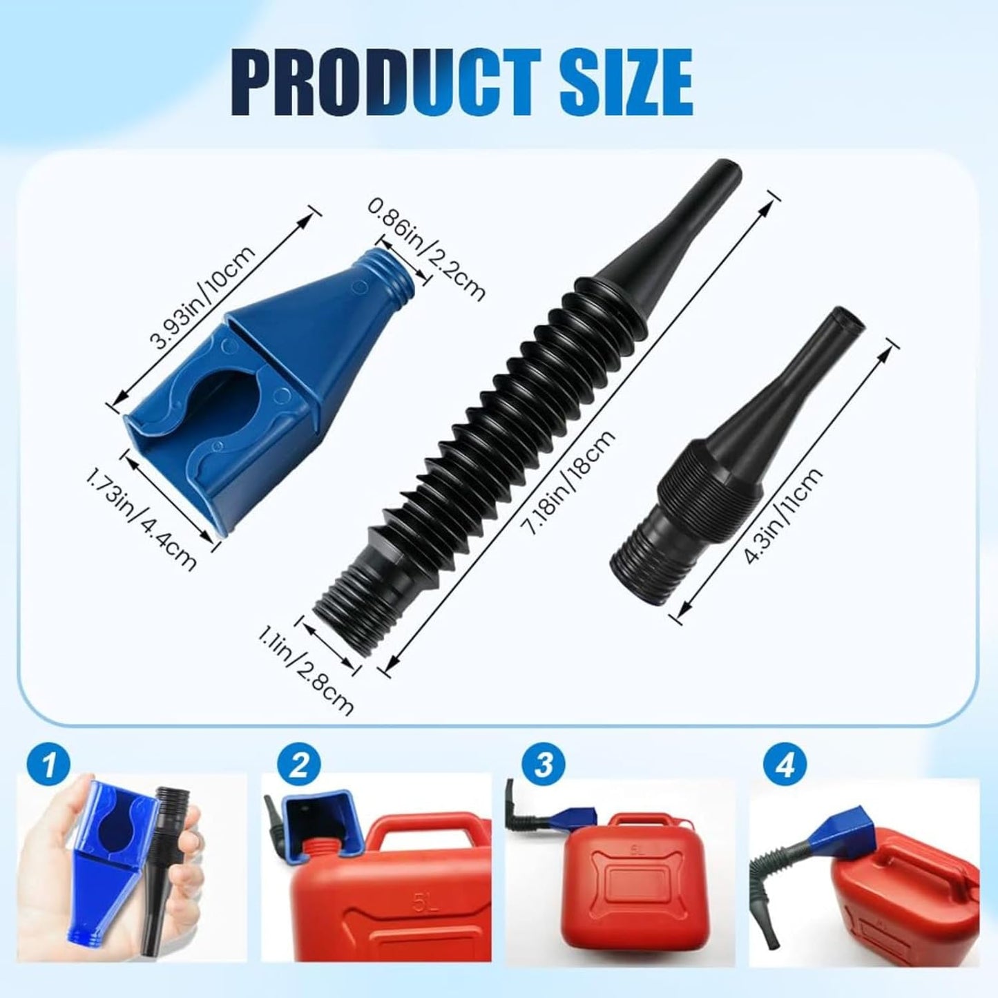 2pcs Universal Household Folding Buckle Funnel, Flexible Wide Mouth Draining Tool, Car Telescopic Hose Refueling Funnel for Automotive Transmission Fluid, Car Fuel, Oil Change