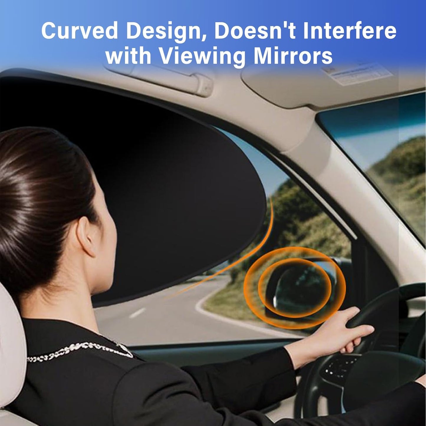 Car Shades for Side Window, Static Film Adsorption Driver Window Sun Shade,100% Blackout
