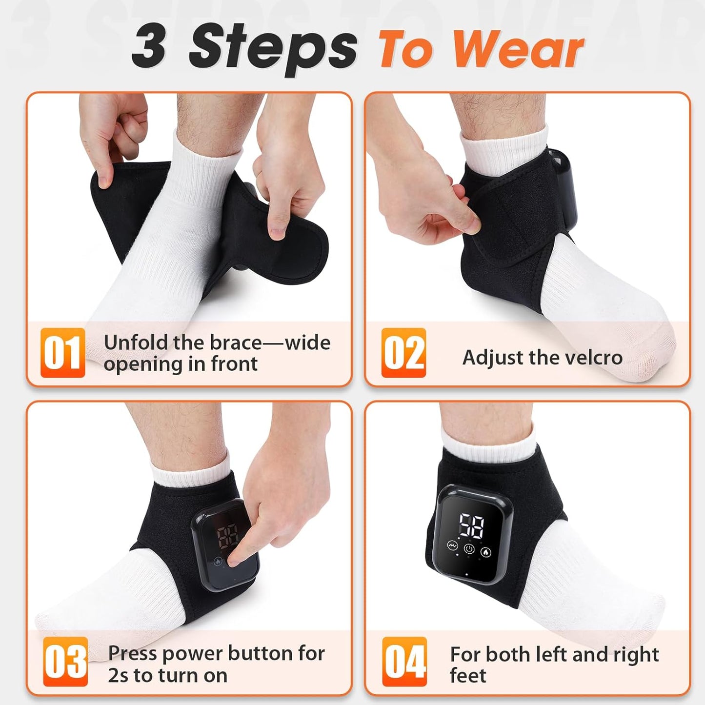 Cordless Ankle Heating Pad, Ankle Massager with Heat