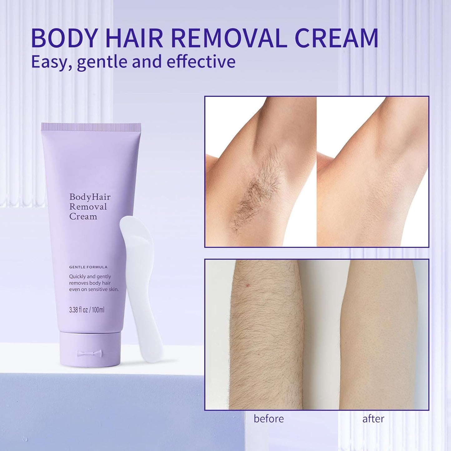 Body Hair Removal Cream for Women & Men- Hair Removal for Body Legs 2-in-1
