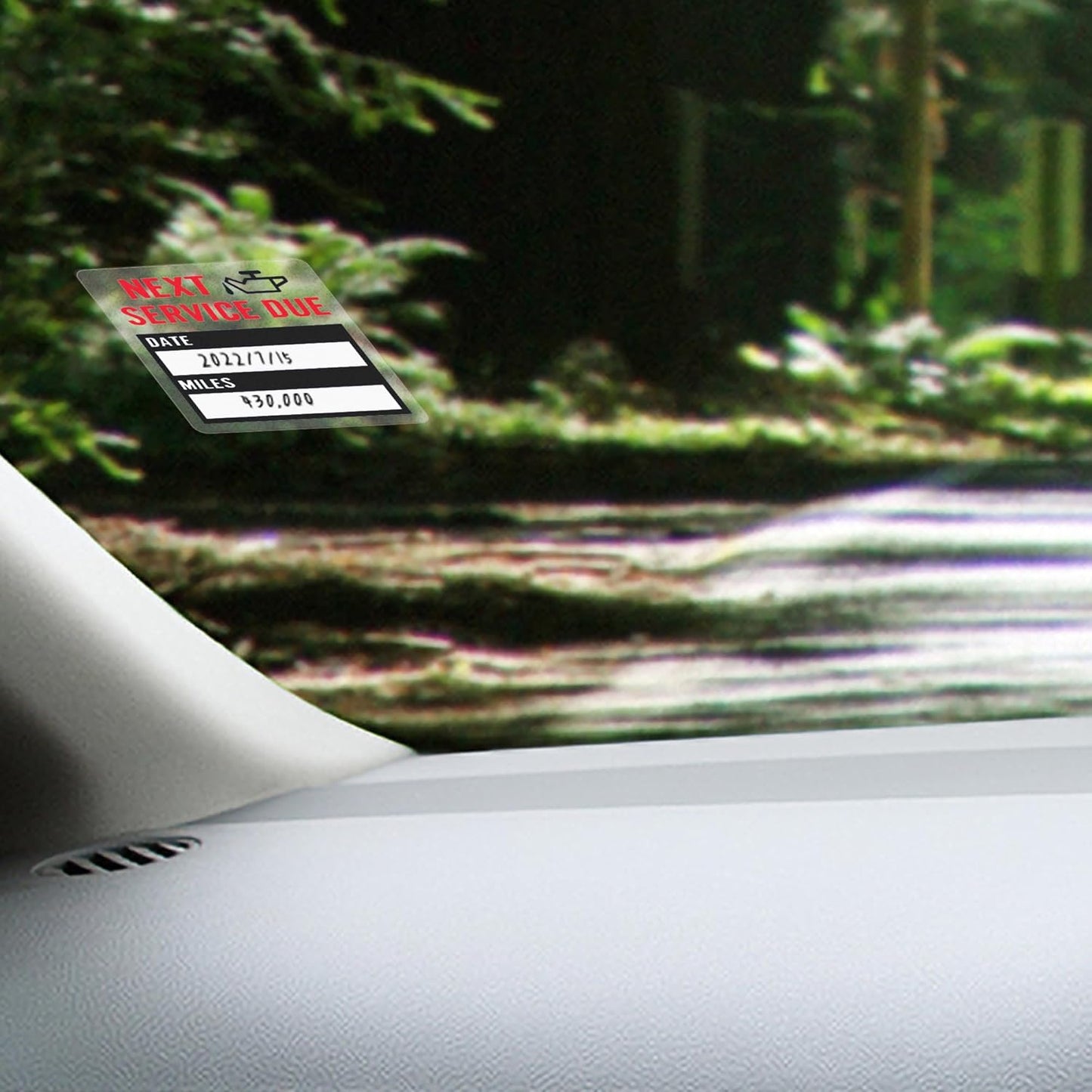 2Pcs Transparent Oil Change/Service Reminder Stickers 2"x2" Premium Quality Clear PET Oil Change Stickers
