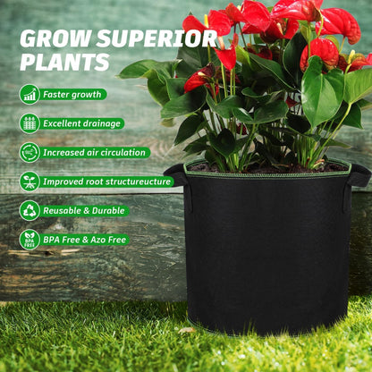 4Pcs 5 Gallon Fabric Plant Bag，Planter Bags with Handles - Heavy Duty Grow Pots Nonwoven Garden Bag