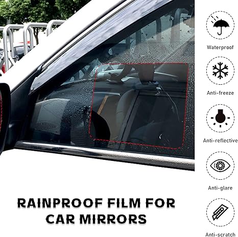 4 PCS Car Rearview Mirror Film, Waterproof Mirror Films Include Two Sizes