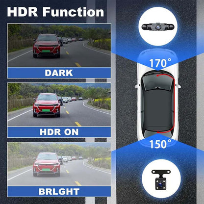 Full View Car Dashcam System,360° 4 Channel Dash,1080P Full HD Recording, Infrared Night Vision