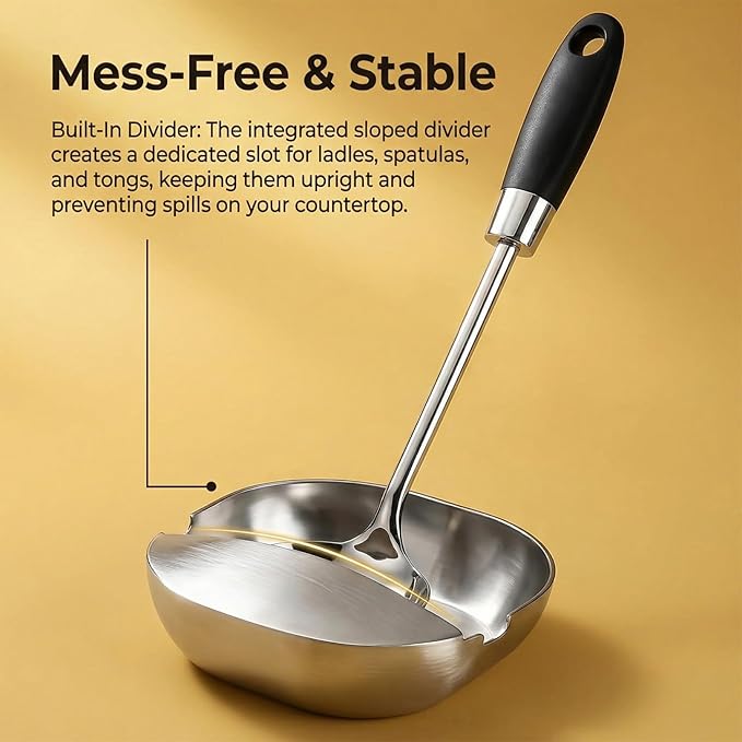 Stainless Steel Spoon Rest Ladle Holder Modern Cooking Tools