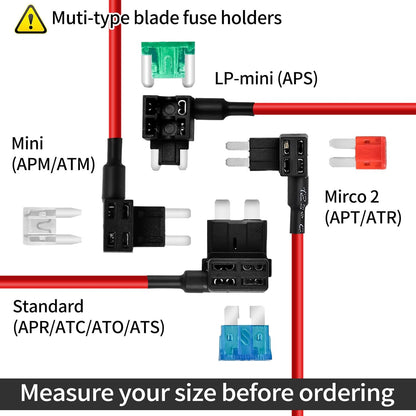 4 Types 12V Cars Add-a-Circuit and Fuse Kit - Dual-Slot Blade Fuse Holders（12Pack）